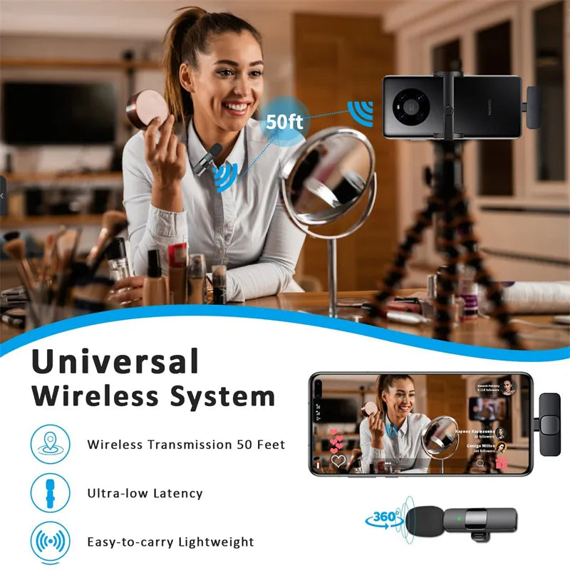 Microfone de lapela sem fio Android para vídeo
