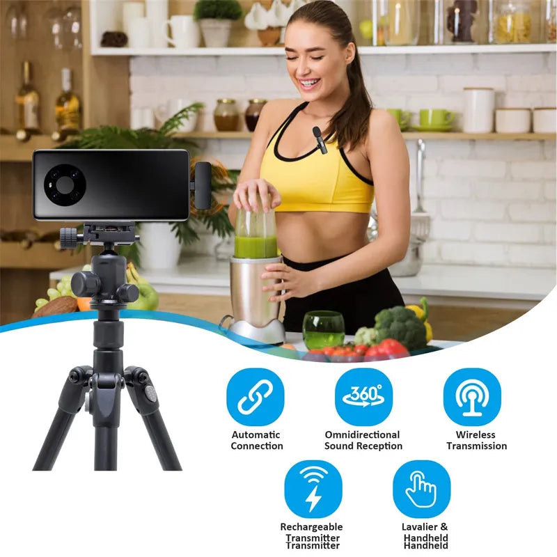 Microfone de lapela sem fio Android para vídeo