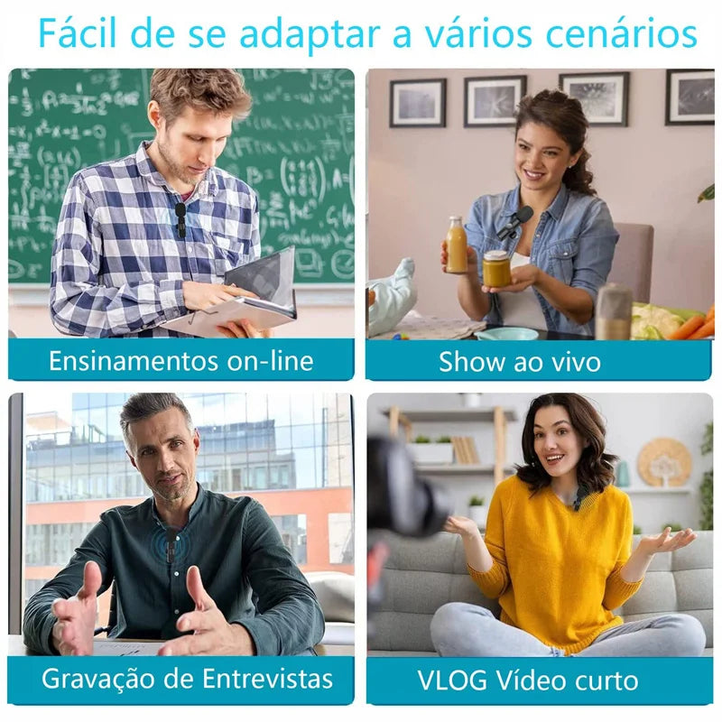 Microfone de lapela sem fio Android para vídeo