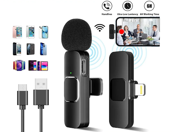 Microfone de lapela sem fio Android para vídeo